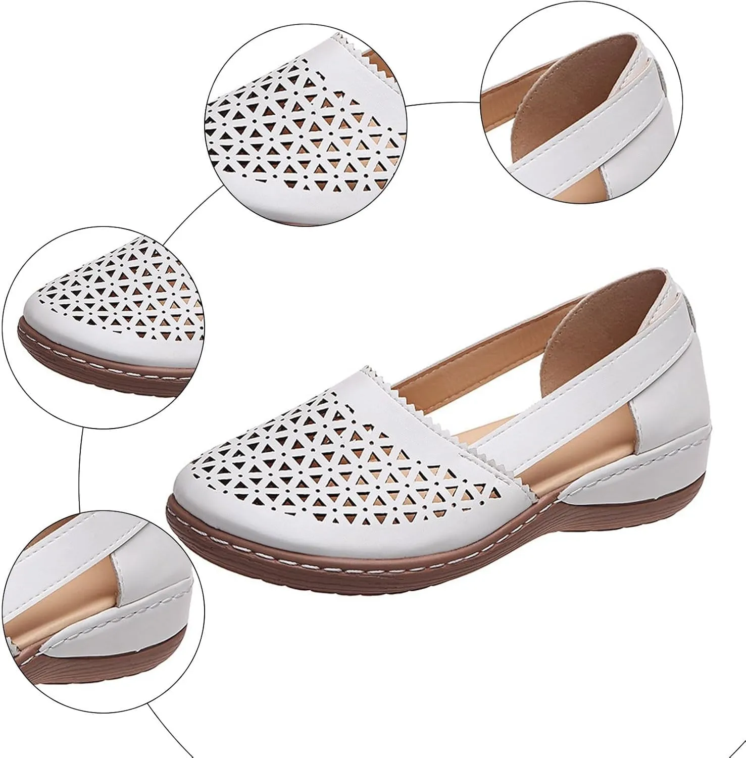 Closed Toe Sandals For Women Dressy Summer 2025,Orthopedic Breathable Soft Sole Loafers Comfort Hollow Flats Casual Sandal Slip-On Comfortable Flat Walking Wide Width Cute Outdoor Shoes