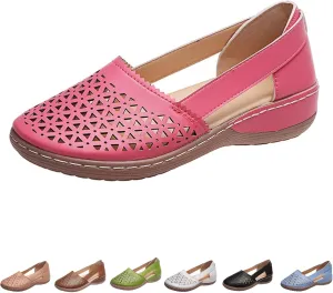 Closed Toe Sandals For Women Dressy Summer 2025,Orthopedic Breathable Soft Sole Loafers Comfort Hollow Flats Casual Sandal Slip-On Comfortable Flat Walking Wide Width Cute Outdoor Shoes