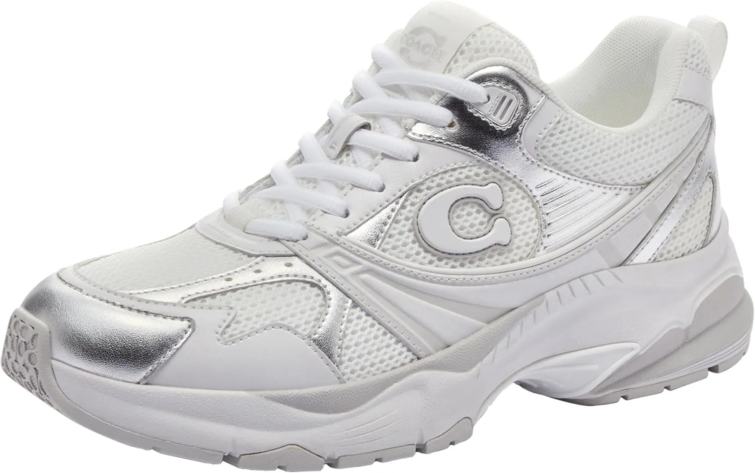 Coach Women's Metallic Mesh Sneaker, Charcoal/Black, 11