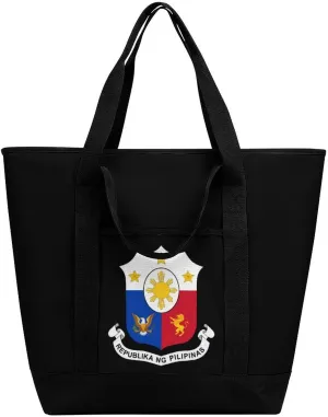 Coat of Arms of Philippines Portable Insulated Lunch Tote Bag Large Capacity Handbag for Office Work Picnic for Women Men