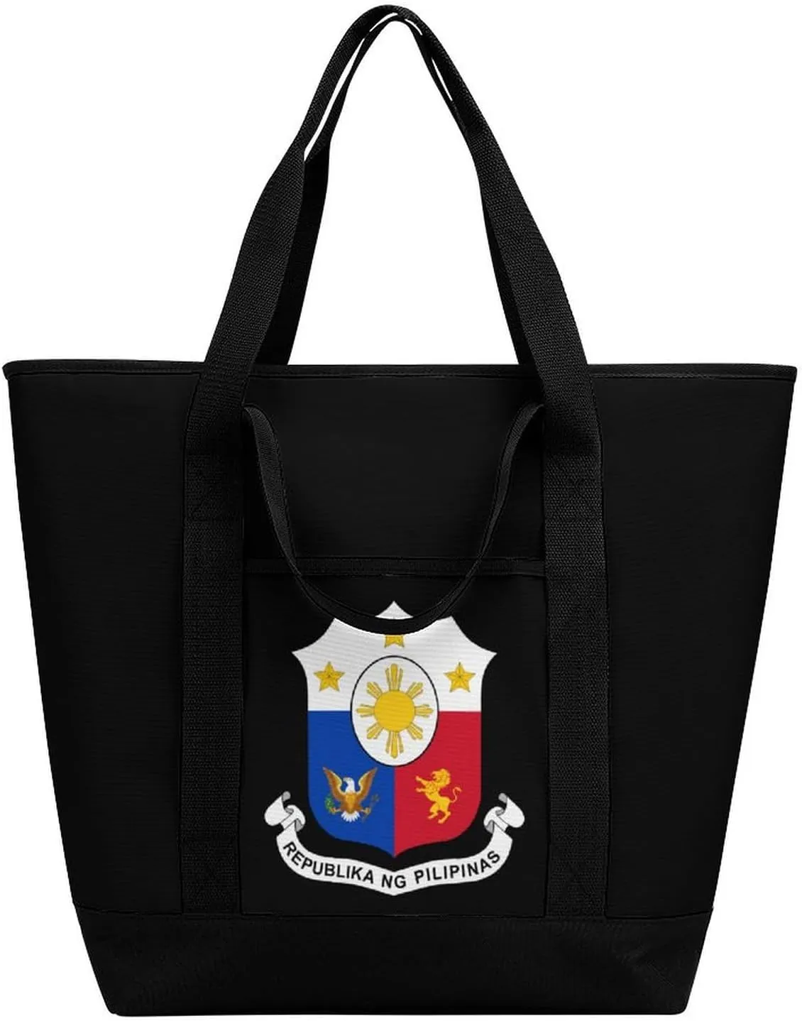 Coat of Arms of Philippines Portable Insulated Lunch Tote Bag Large Capacity Handbag for Office Work Picnic for Women Men