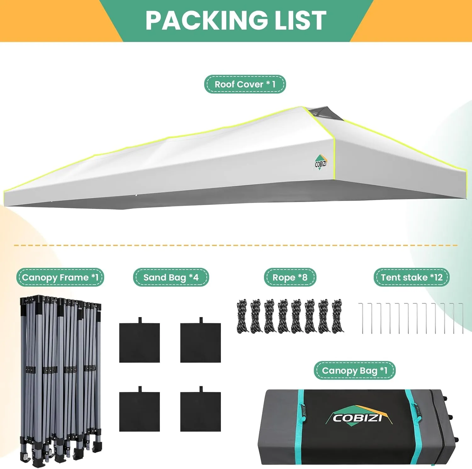 COBIZI 10x30 Pop Up Canopy Tent, Wedding Party Tent Without Sidewall One Push Setup Glow, 3 Adjustable Height Air Vent Waterproof UPF50 , Wheeled Bag, Sandbag, Stake, Rope for Commercial, Outdoor