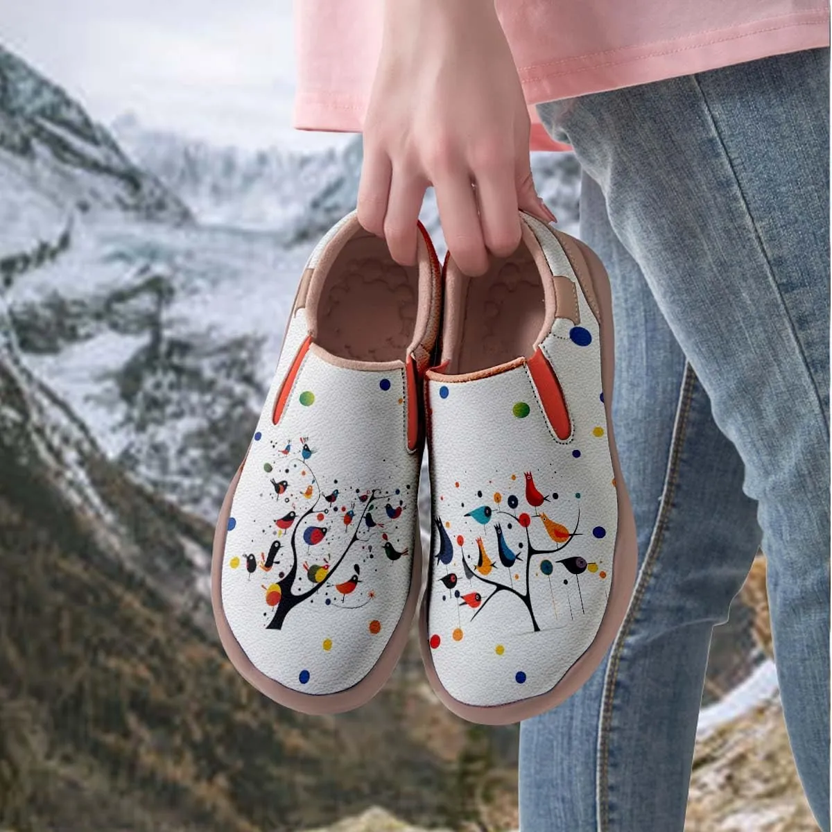 Comfortable Travel Shoes for Womens Loafers Slip Ons Ladies Nurse Shoe Walking Lightweight Cartoon Animal Painted Sneaker