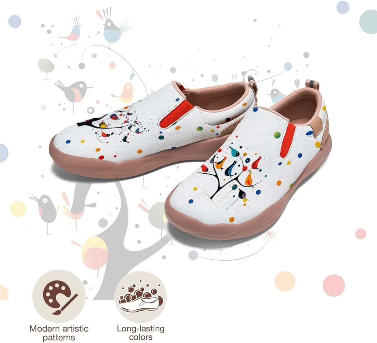 Comfortable Travel Shoes for Womens Loafers Slip Ons Ladies Nurse Shoe Walking Lightweight Cartoon Animal Painted Sneaker