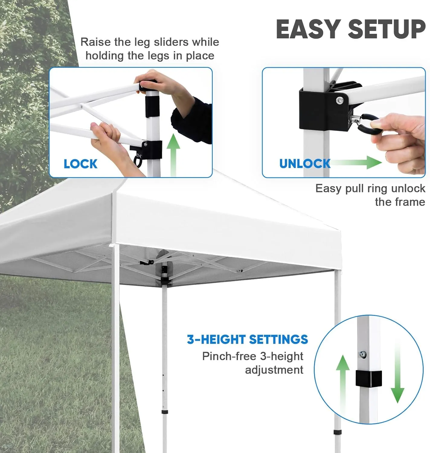COOS BAY 5x5 Portable Instant Canopy Tent, Pop Up Outdoor Canopy for Beach, Sports and Camping, White
