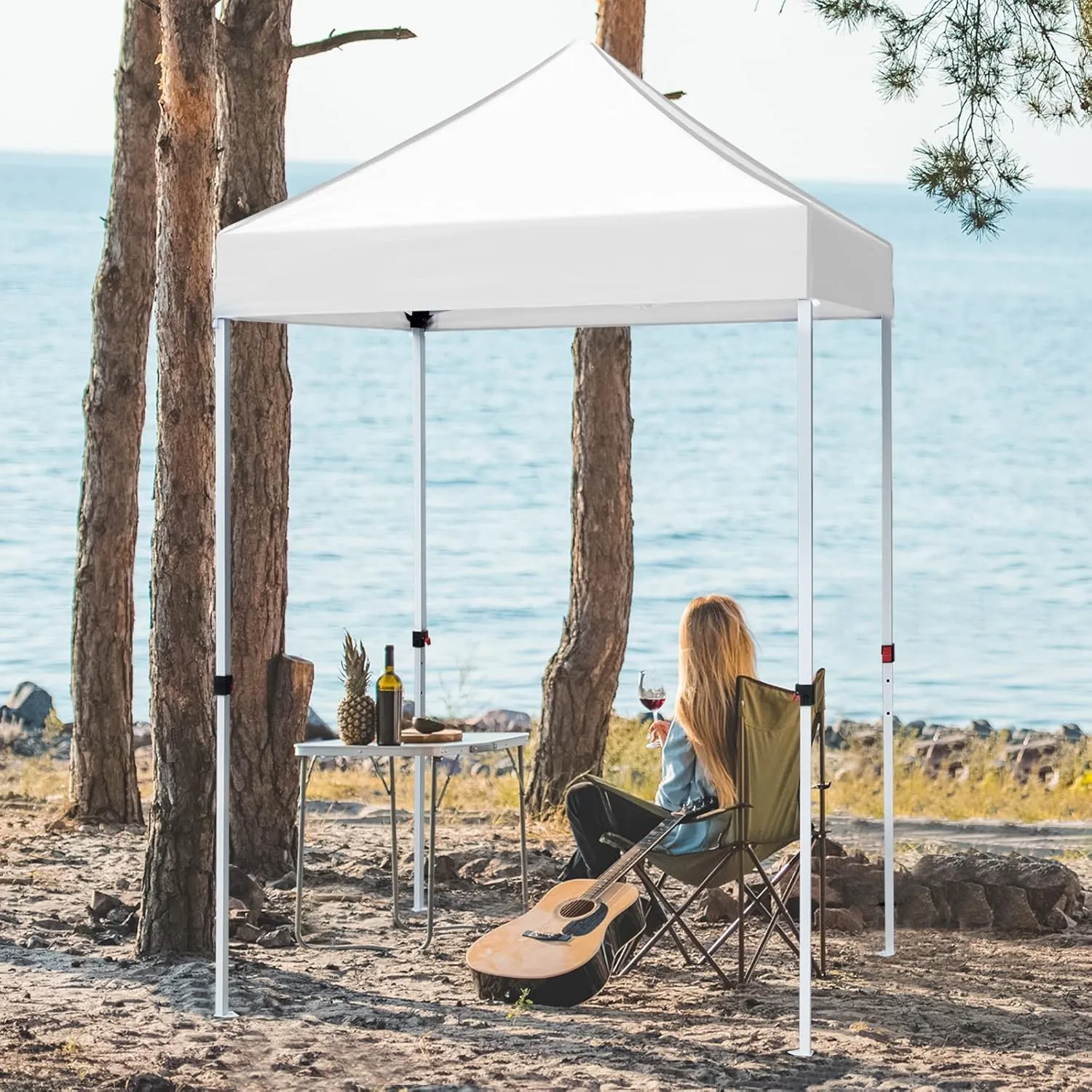COOS BAY 5x5 Portable Instant Canopy Tent, Pop Up Outdoor Canopy for Beach, Sports and Camping, White