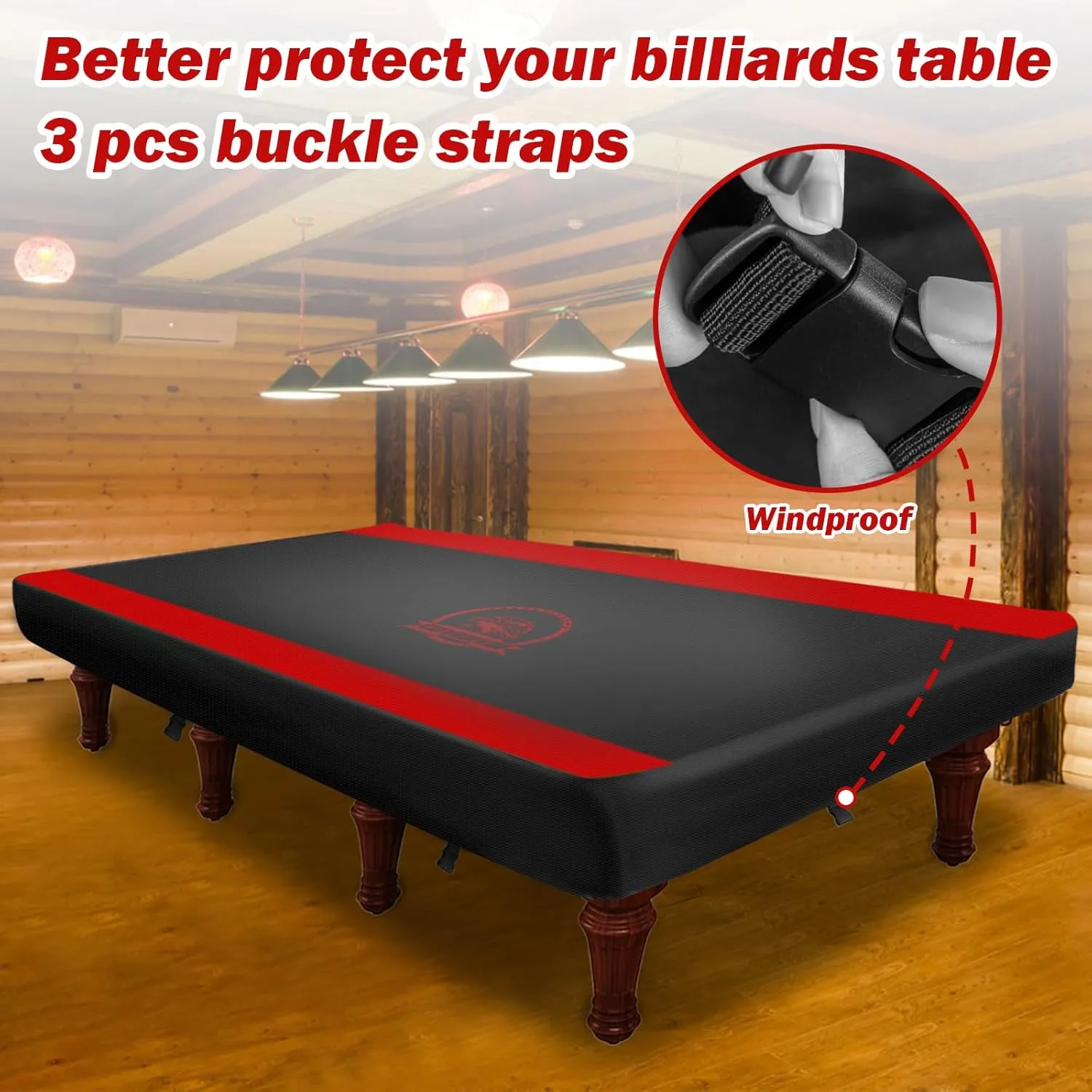 COVERVIN Billiard Pool Table Cover,Heavy Duty 210D Oxford Cloth Material All Weather Waterproof Dustproof UV Protection(9ft/Red)