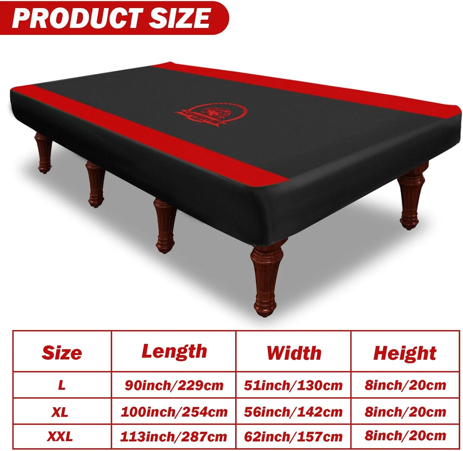 COVERVIN Billiard Pool Table Cover,Heavy Duty 210D Oxford Cloth Material All Weather Waterproof Dustproof UV Protection(9ft/Red)