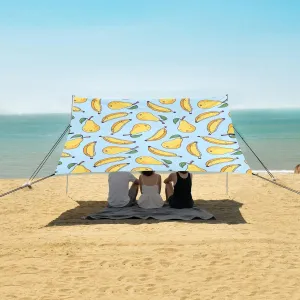 Cute Banana Beach Canopy Tent Anti-UV & Wind Resistant, Yellow Pear Camping Sun Shelter Easy Setup Portable,Outdoor Shade Tents with Sandbags,Sand Shovels,Ground Pegs & Stability Poles
