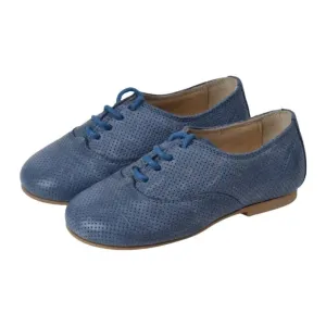 Derby - Navy Soft Leather Lace for Girl by Manuela de Juan