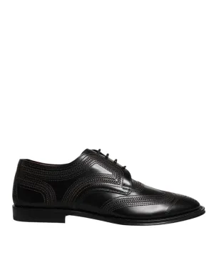 Dress Black Leather & Embroidered Free gift with purchase Derby Durable materials Gabbana Shoes Classic Dolce