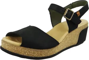 El Naturalista Women's Pleasant Leaves Mule, Black, 38 EU/7.5 M US