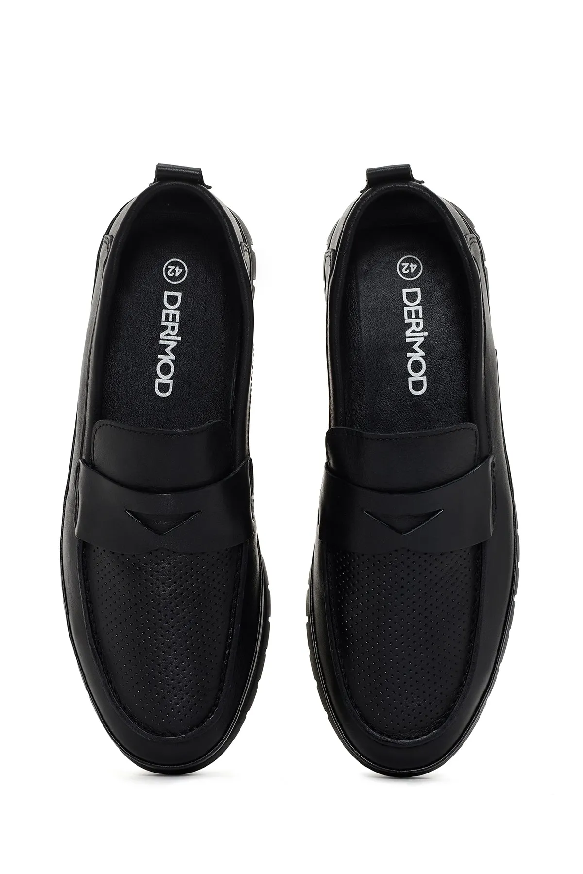 Erkek Siyah Deri Casual Loafer