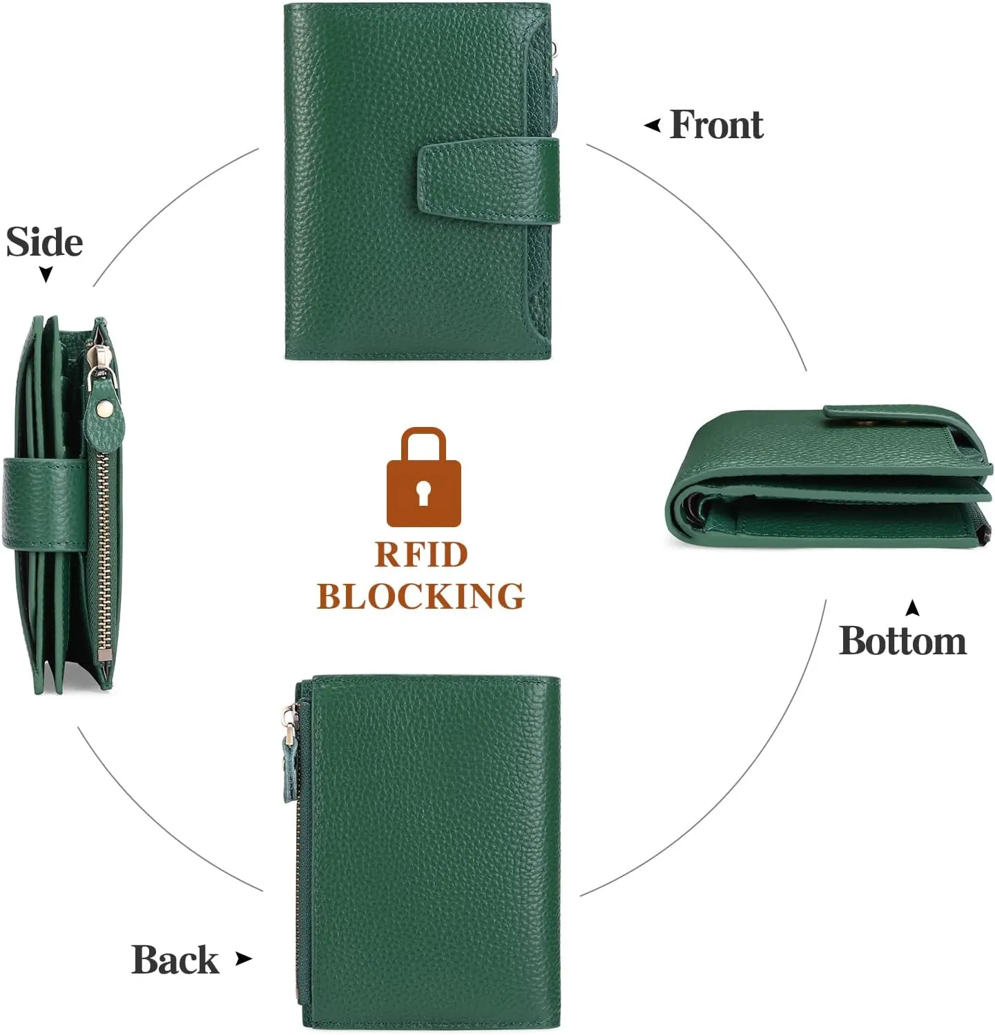 FALAN MULE Small Wallet for Women Leather Bifold Compact RFID Blocking Small Womens Wallet