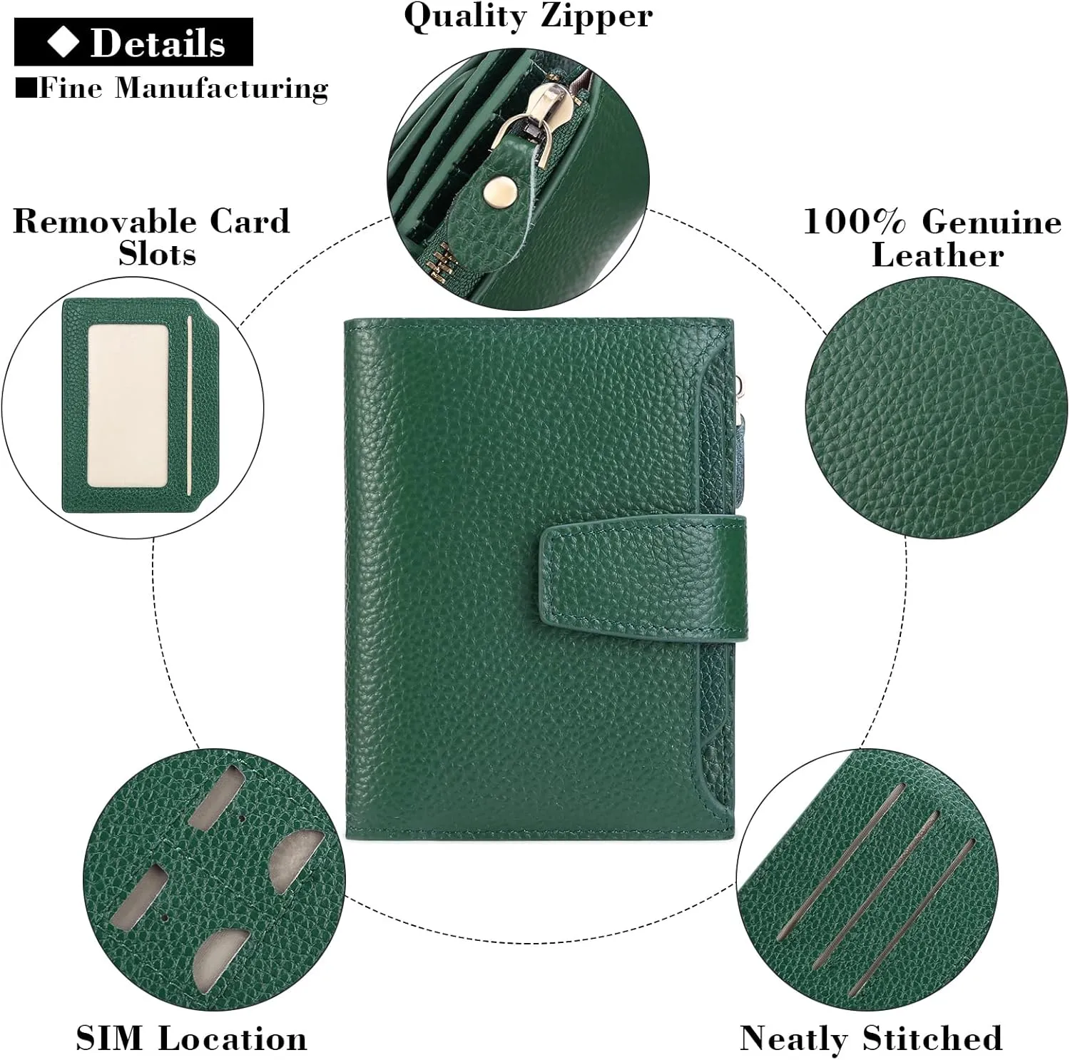 FALAN MULE Small Wallet for Women Leather Bifold Compact RFID Blocking Small Womens Wallet