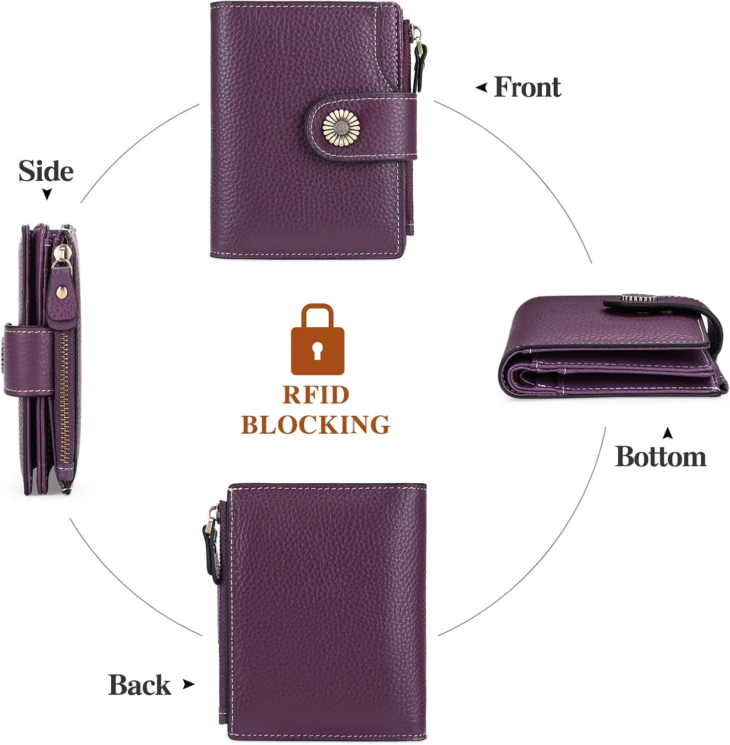 FALAN MULE Small Wallet for Women Leather Bifold Compact Small Womens Wallet with RFID Blocking