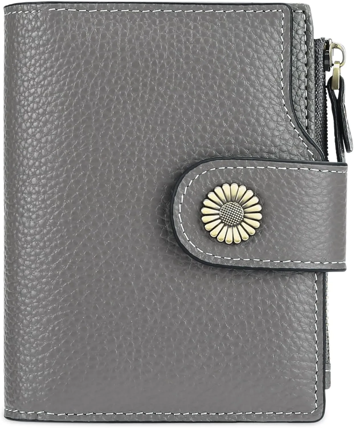 Falan Mule Women's Compact Leather Wallet, Dark Grey, Includes RFID Blocking, Coin Pouch, Card Holders