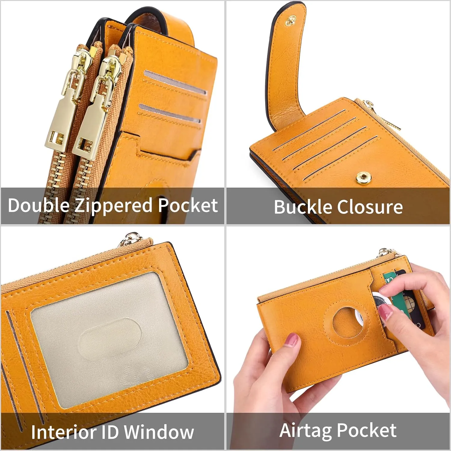 FALAN MULE Womens Wallet Genuine Leahter Bifold Credit Card Holder with Built-in Integrated Case