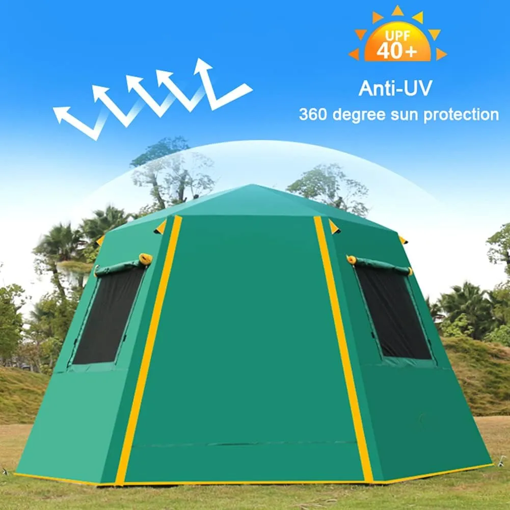 Family Outdoor Camping Tent Automatic Pop-Up Tent 3-4 Person Double Layer Waterproof Instant Tent Easy Set Up Ideal Outdoor
