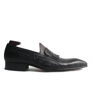 Fancy Slip-On Embossed Kiltie Loafers