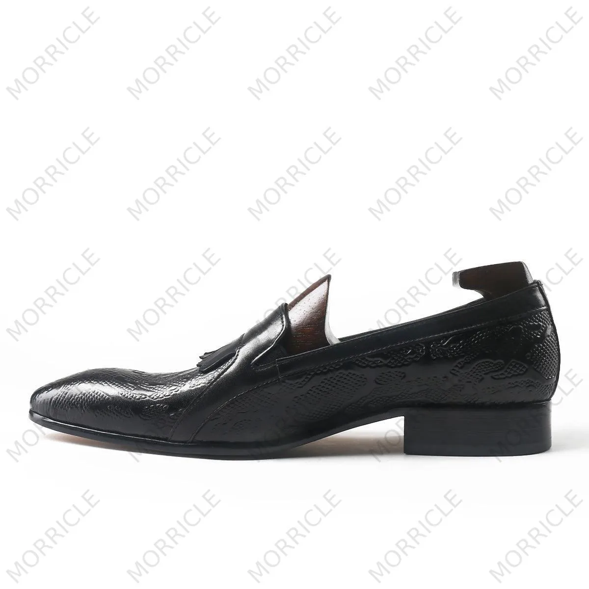 Fancy Slip-On Embossed Kiltie Loafers