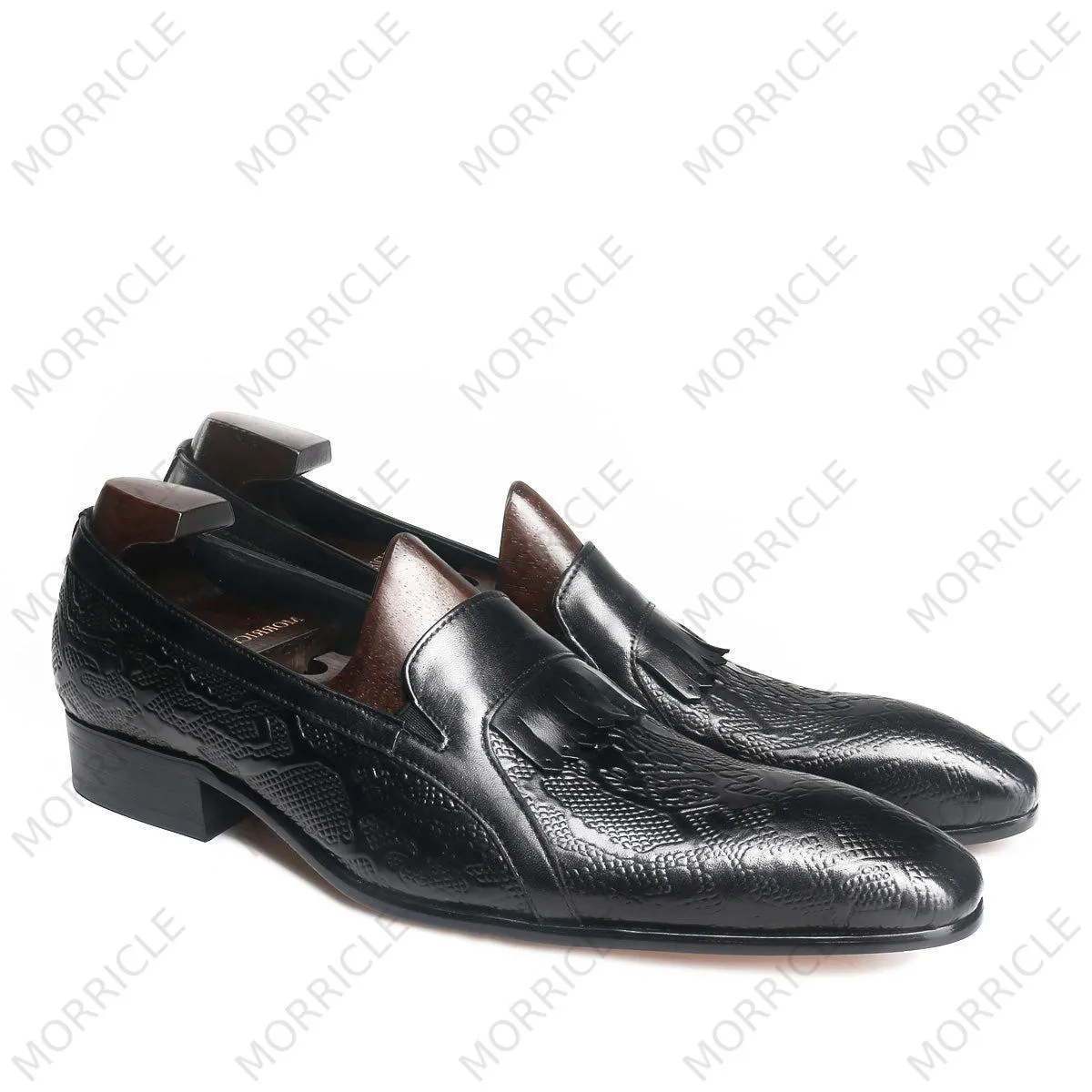 Fancy Slip-On Embossed Kiltie Loafers