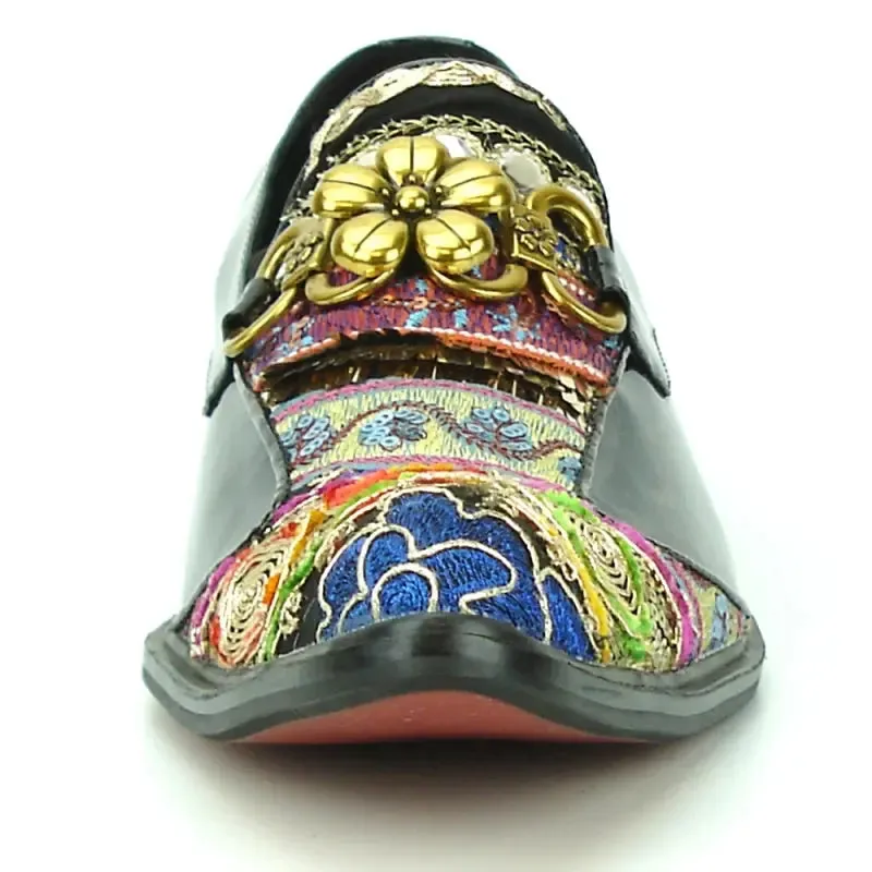 Fiesso FI-7237 Black - Multicolor Slip on Loafers