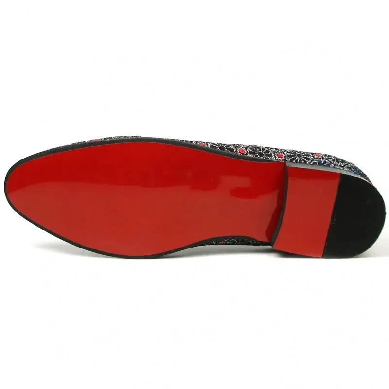 Fiesso FI-7385-4 Blue Multi Color Slip on Loafers