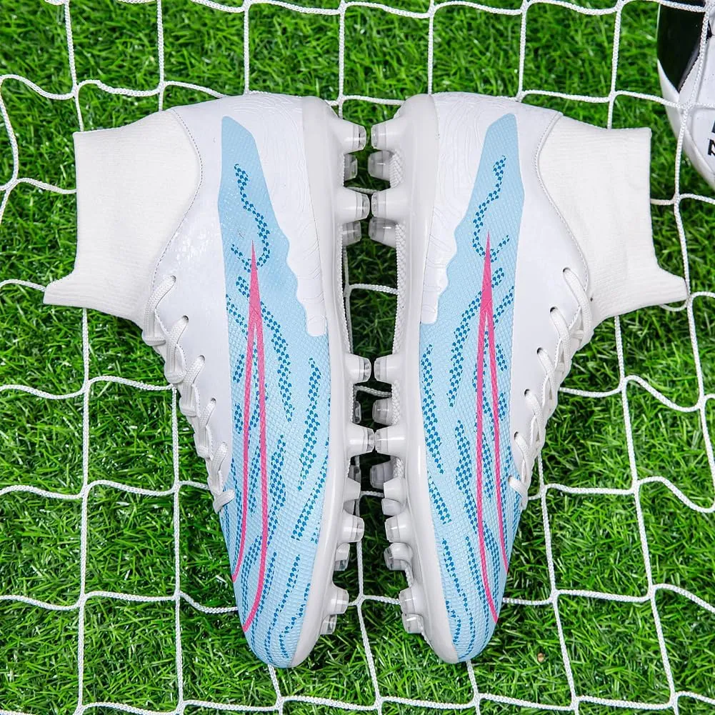 GEXECEUSS Mens High-Top Football Boots for Soccer Matches: Non-Slip Football Shoes for Team Sports - Youth Turf Soccer Sneakers
