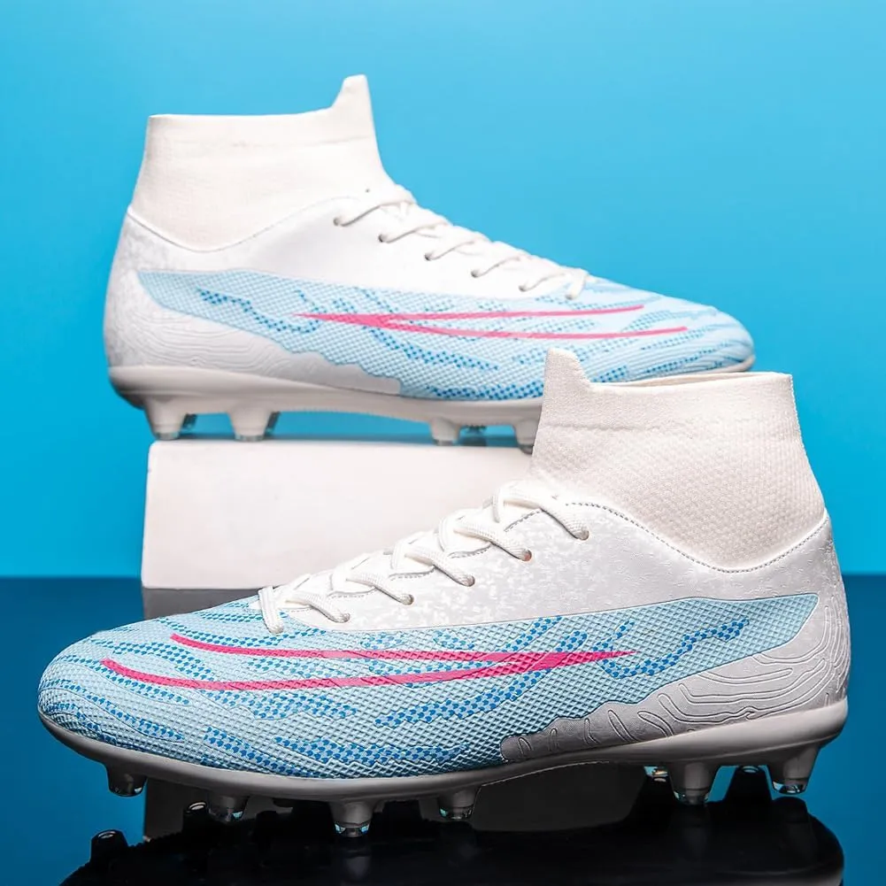 GEXECEUSS Mens High-Top Football Boots for Soccer Matches: Non-Slip Football Shoes for Team Sports - Youth Turf Soccer Sneakers