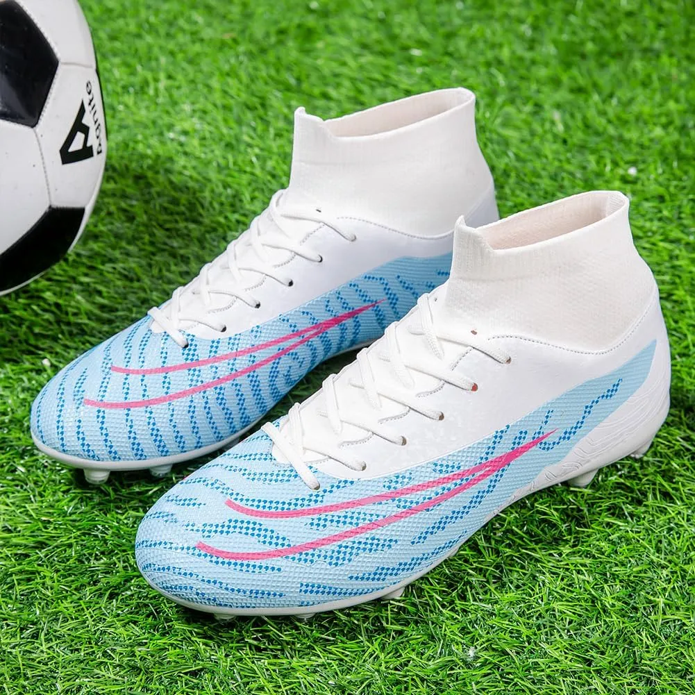 GEXECEUSS Mens High-Top Football Boots for Soccer Matches: Non-Slip Football Shoes for Team Sports - Youth Turf Soccer Sneakers