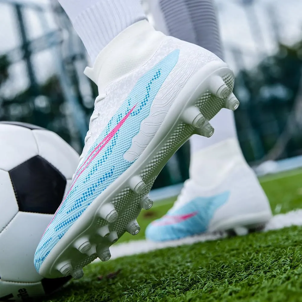 GEXECEUSS Mens High-Top Football Boots for Soccer Matches: Non-Slip Football Shoes for Team Sports - Youth Turf Soccer Sneakers