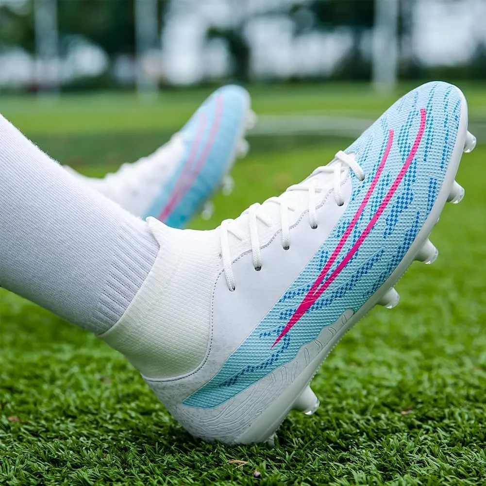 GEXECEUSS Mens High-Top Football Boots for Soccer Matches: Non-Slip Football Shoes for Team Sports - Youth Turf Soccer Sneakers