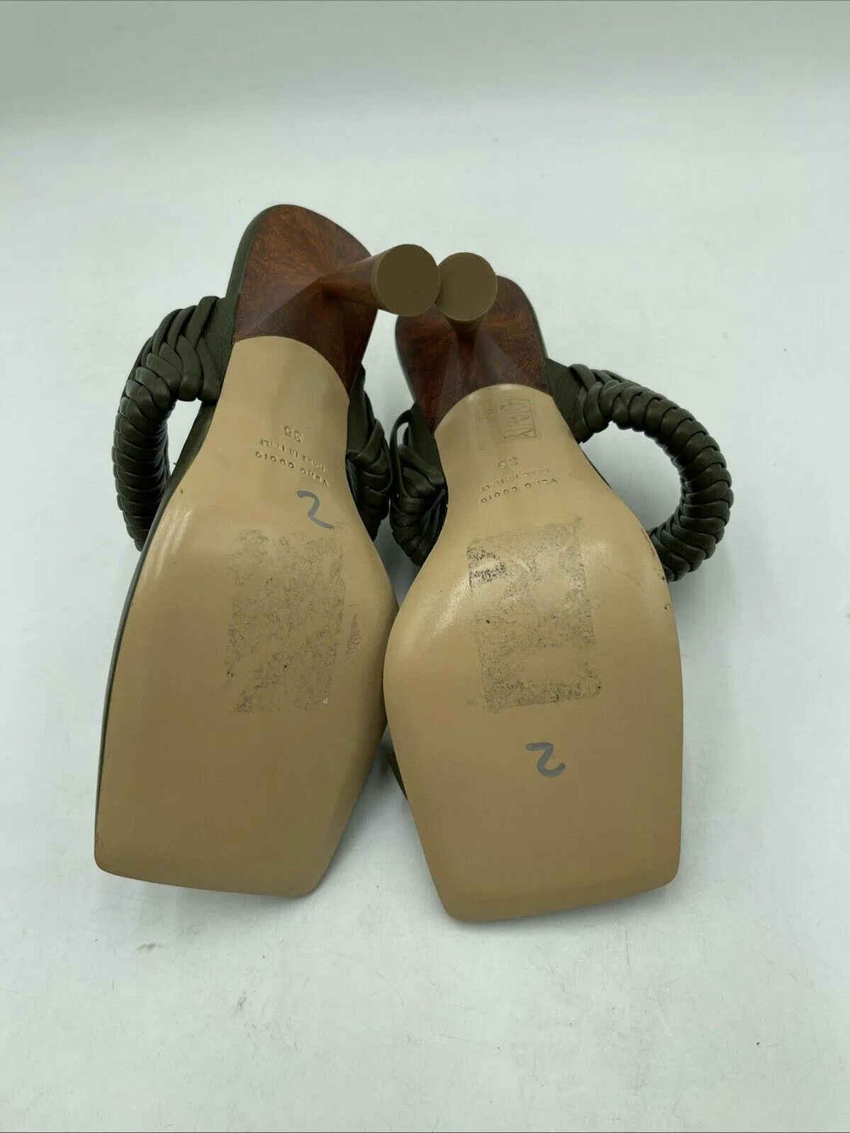 GIA/RHW Leather Open Toe Block Heel Mule Sandals Size 35 - Very Good