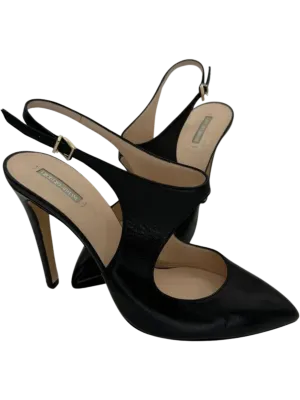 Giorgio Armani Black Leather Slingbacks