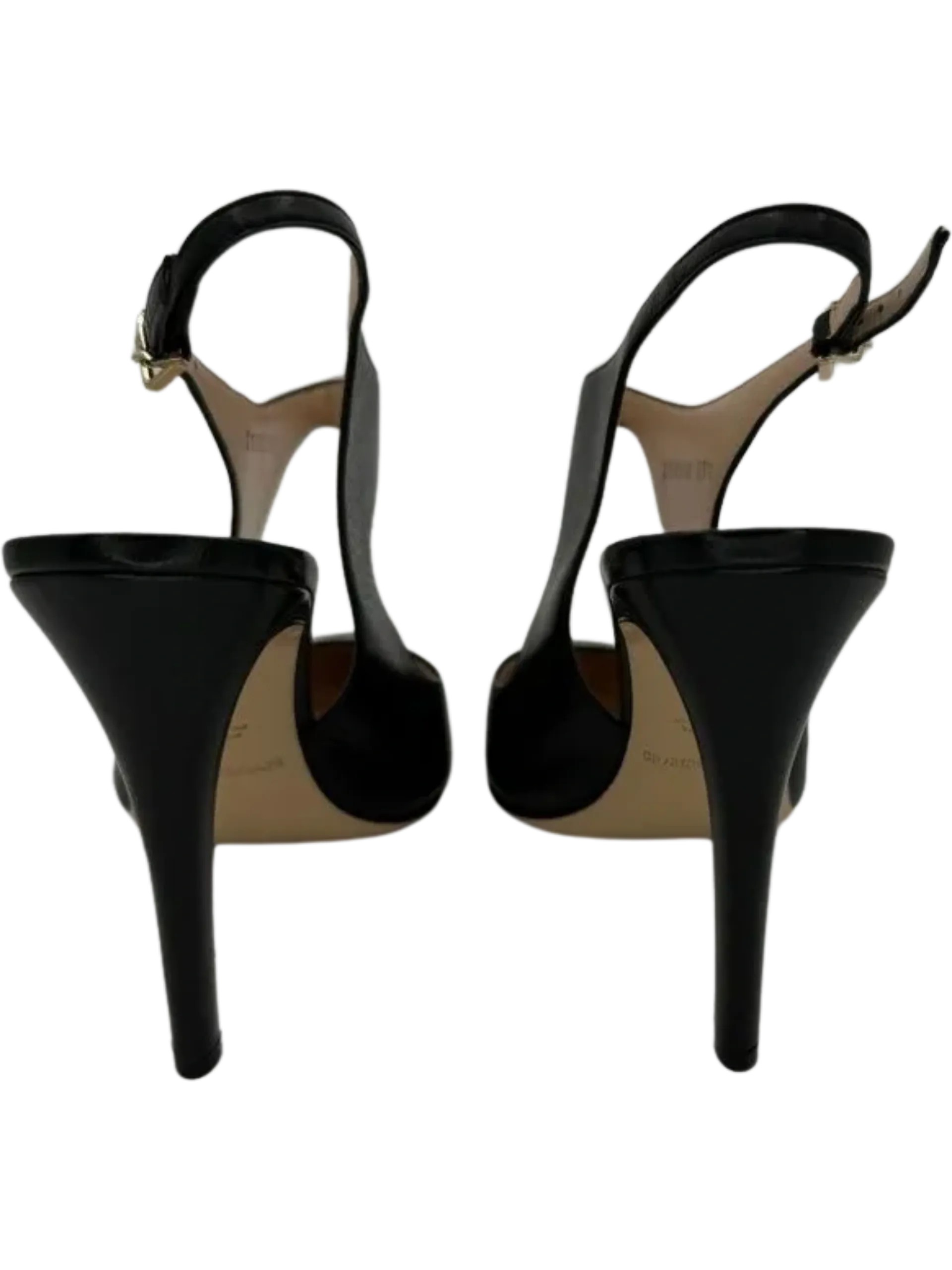 Giorgio Armani Black Leather Slingbacks