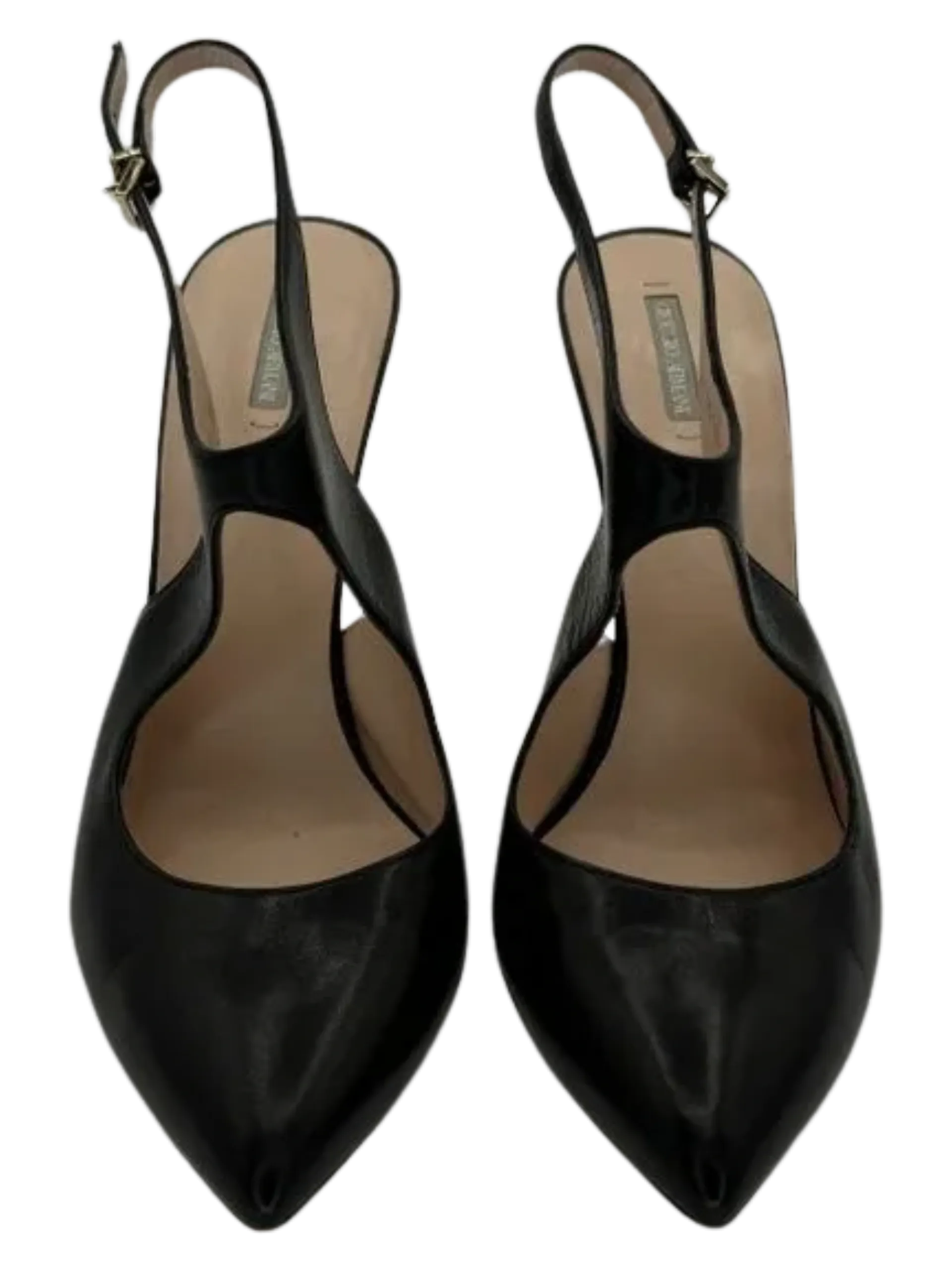 Giorgio Armani Black Leather Slingbacks