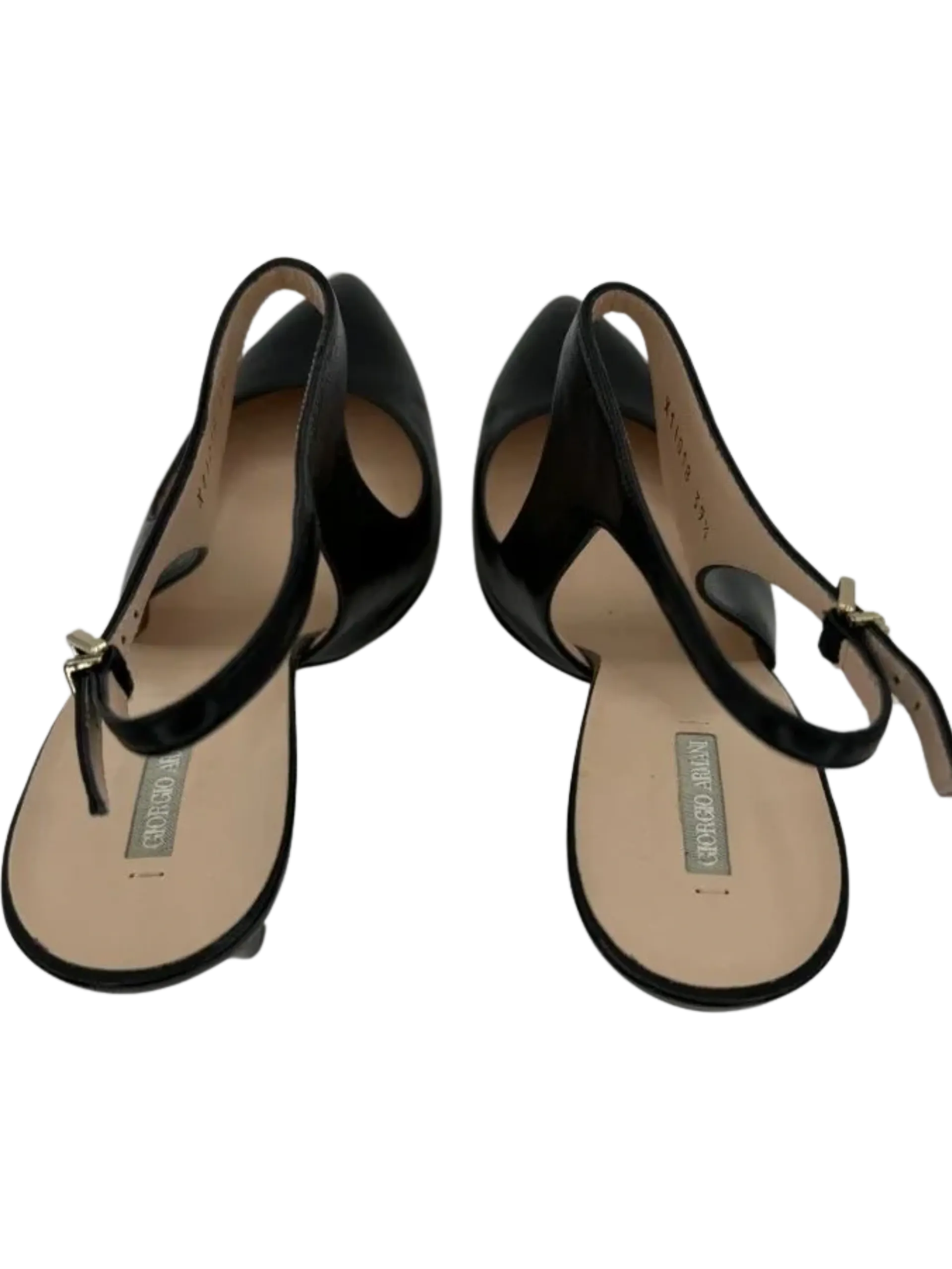 Giorgio Armani Black Leather Slingbacks