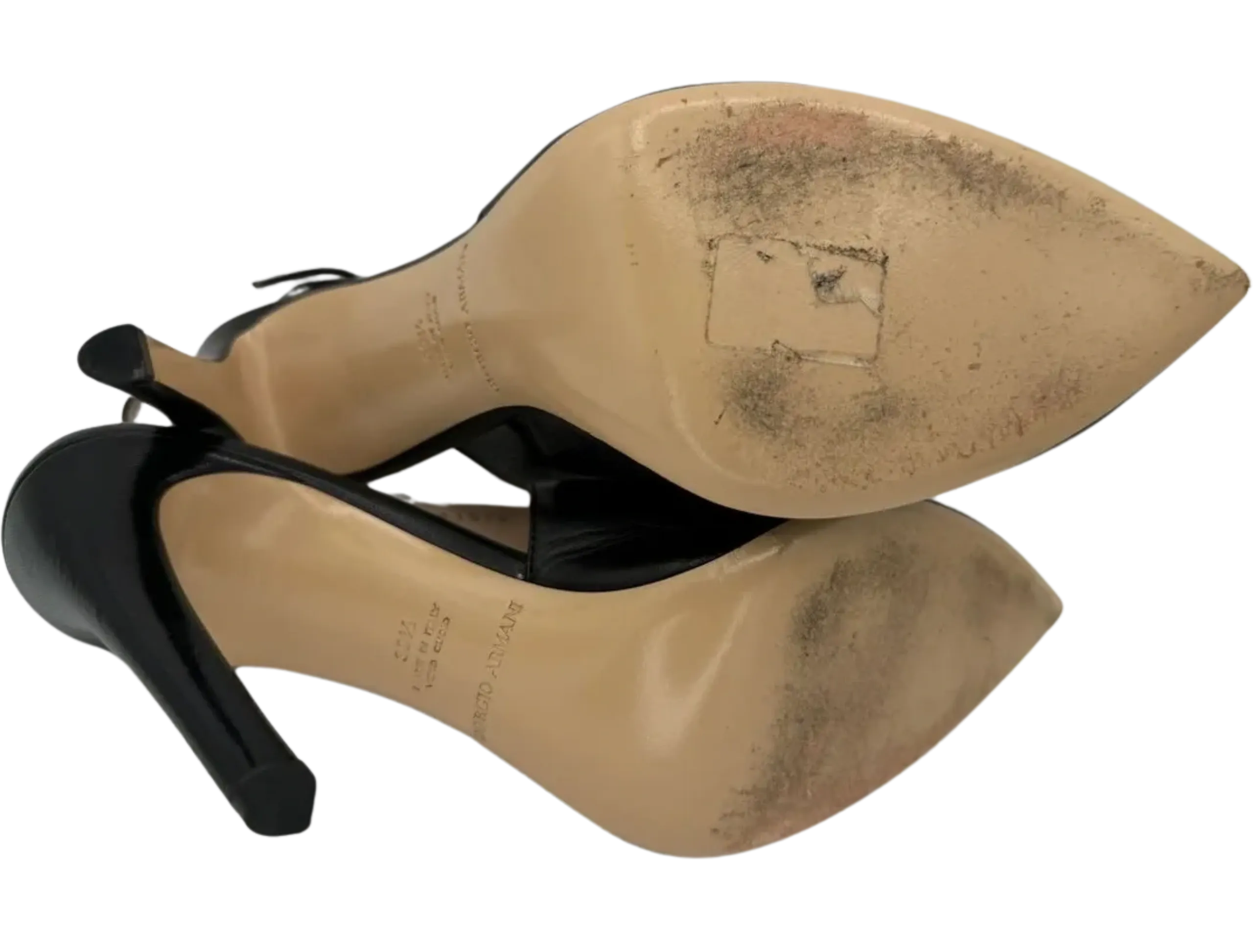 Giorgio Armani Black Leather Slingbacks