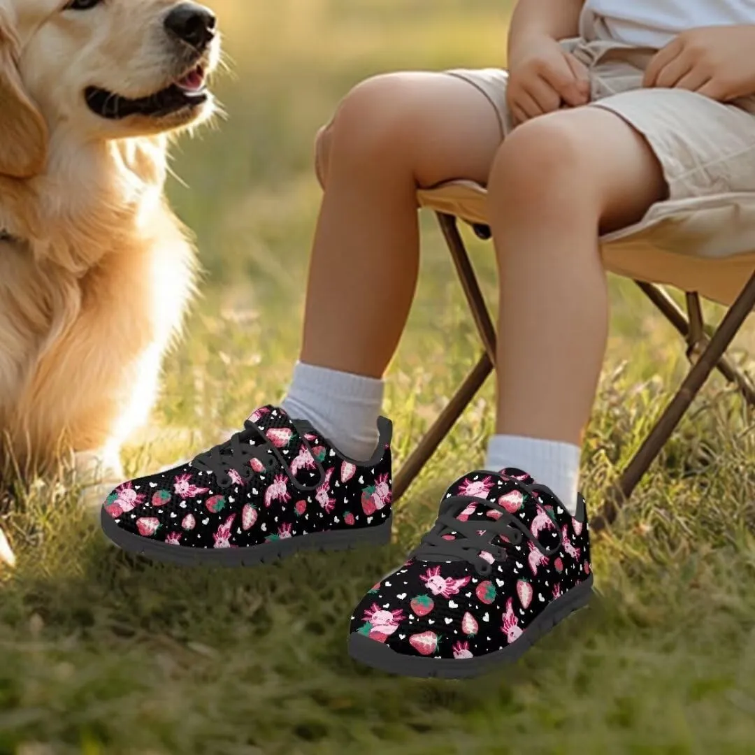 Girls Boys Sports Sneakers Hook & Loop Closure with One Strap Unisex Kids Anti Slip Lightweight Shoes
