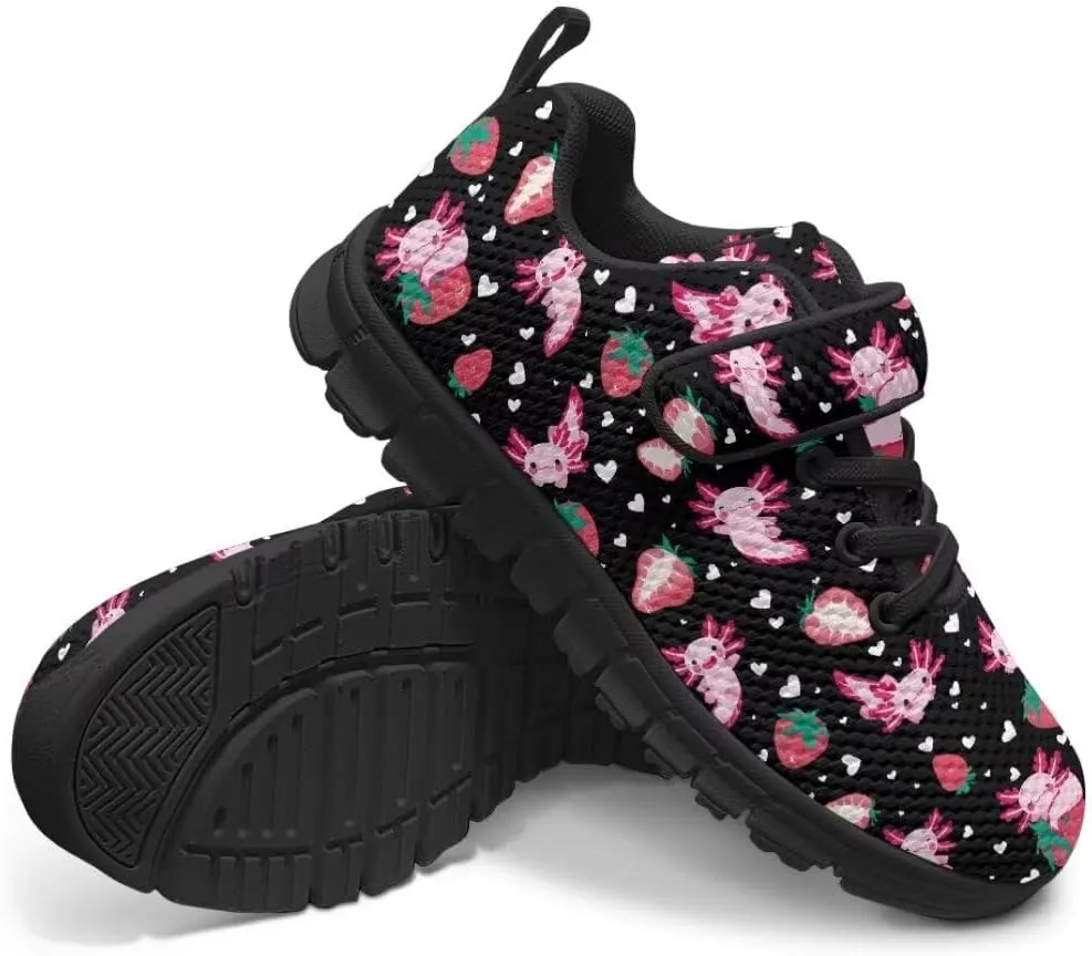 Girls Boys Sports Sneakers Hook & Loop Closure with One Strap Unisex Kids Anti Slip Lightweight Shoes
