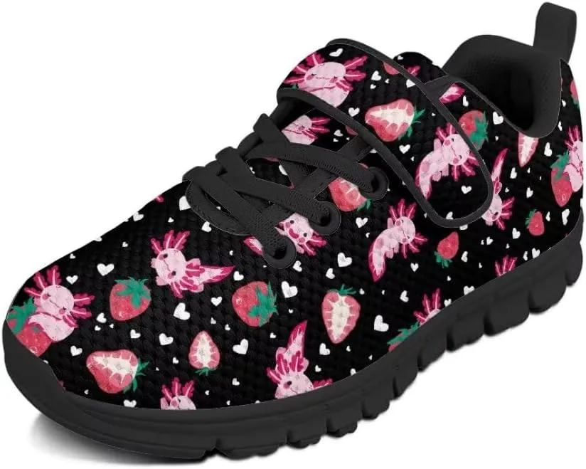 Girls Boys Sports Sneakers Hook & Loop Closure with One Strap Unisex Kids Anti Slip Lightweight Shoes