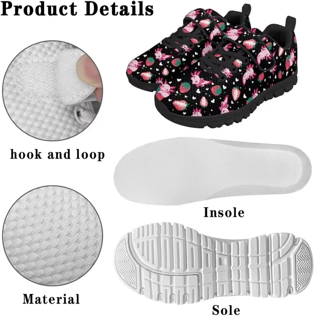 Girls Boys Sports Sneakers Hook & Loop Closure with One Strap Unisex Kids Anti Slip Lightweight Shoes