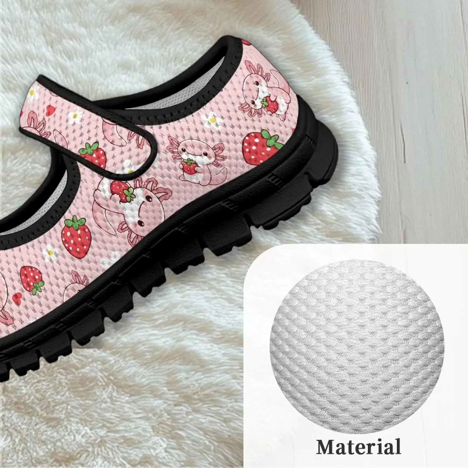 Girls Shoes with Black Sole,Girls Mesh Single Buckle Sneaker,Mary Jane Flats Shoes for Birthday Dance Party