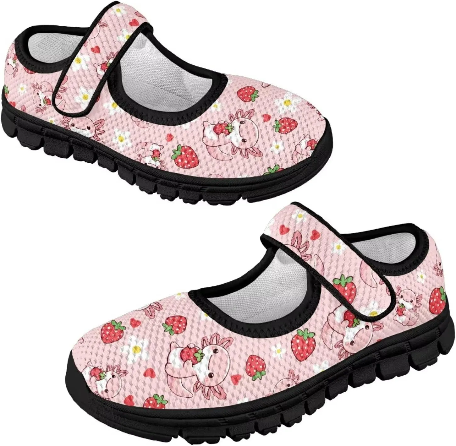 Girls Shoes with Black Sole,Girls Mesh Single Buckle Sneaker,Mary Jane Flats Shoes for Birthday Dance Party