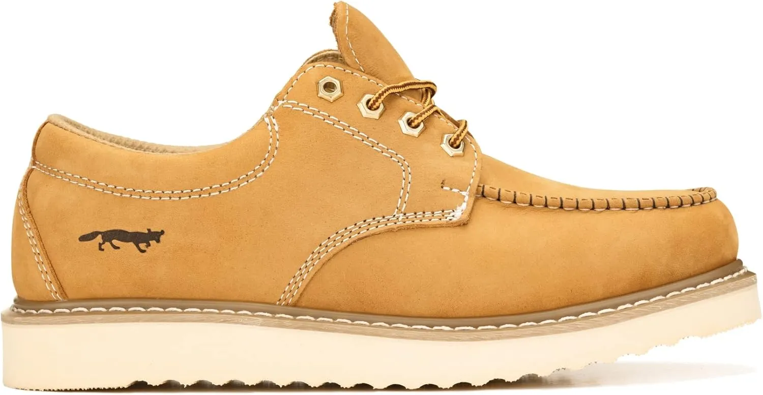 Golden Fox Work Shoe 4" Moc Toe Leather Men's Oxford for Construction & Casual