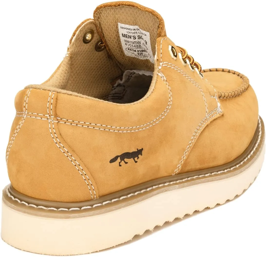 Golden Fox Work Shoe 4" Moc Toe Leather Men's Oxford for Construction & Casual