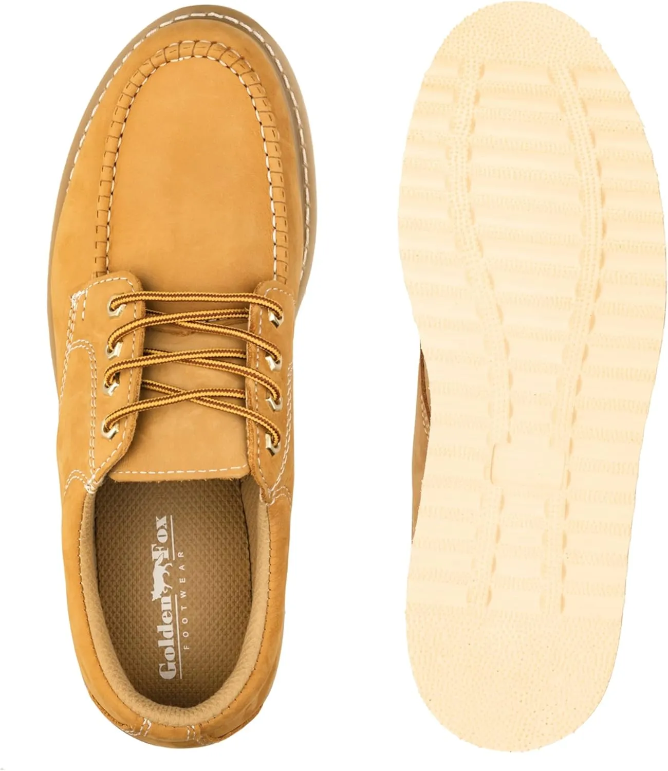 Golden Fox Work Shoe 4" Moc Toe Leather Men's Oxford for Construction & Casual