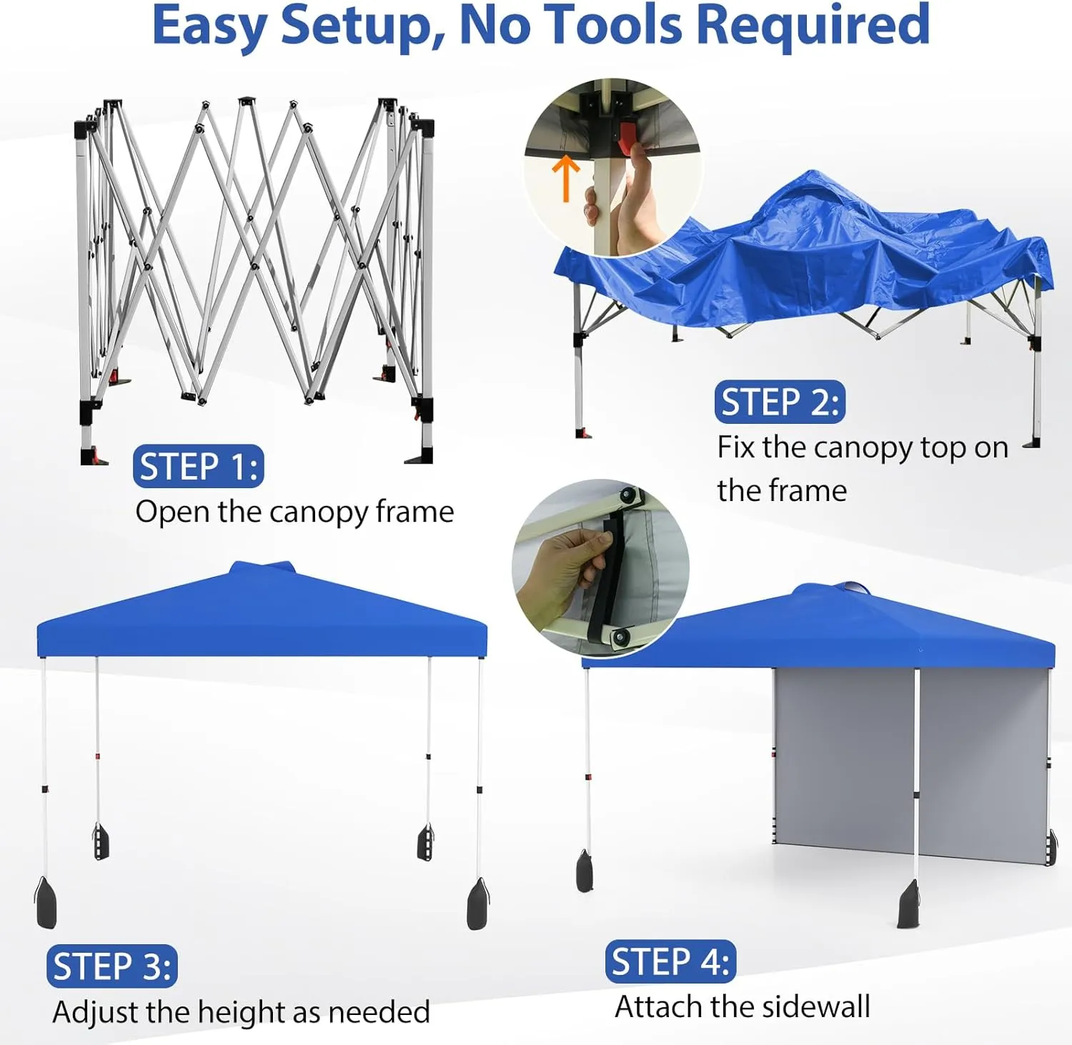 Goplus 10 x 10 Pop Up Canopy with 1 Sidewall, Outdoor Shade Canopy with Wheeled Bag, Vented Top, 4 Sandbags, 8 Stakes, 4 Anchors, 4 Wind Ropes, Easy UP Portable Patio Canopy Tent for Party, Camping
