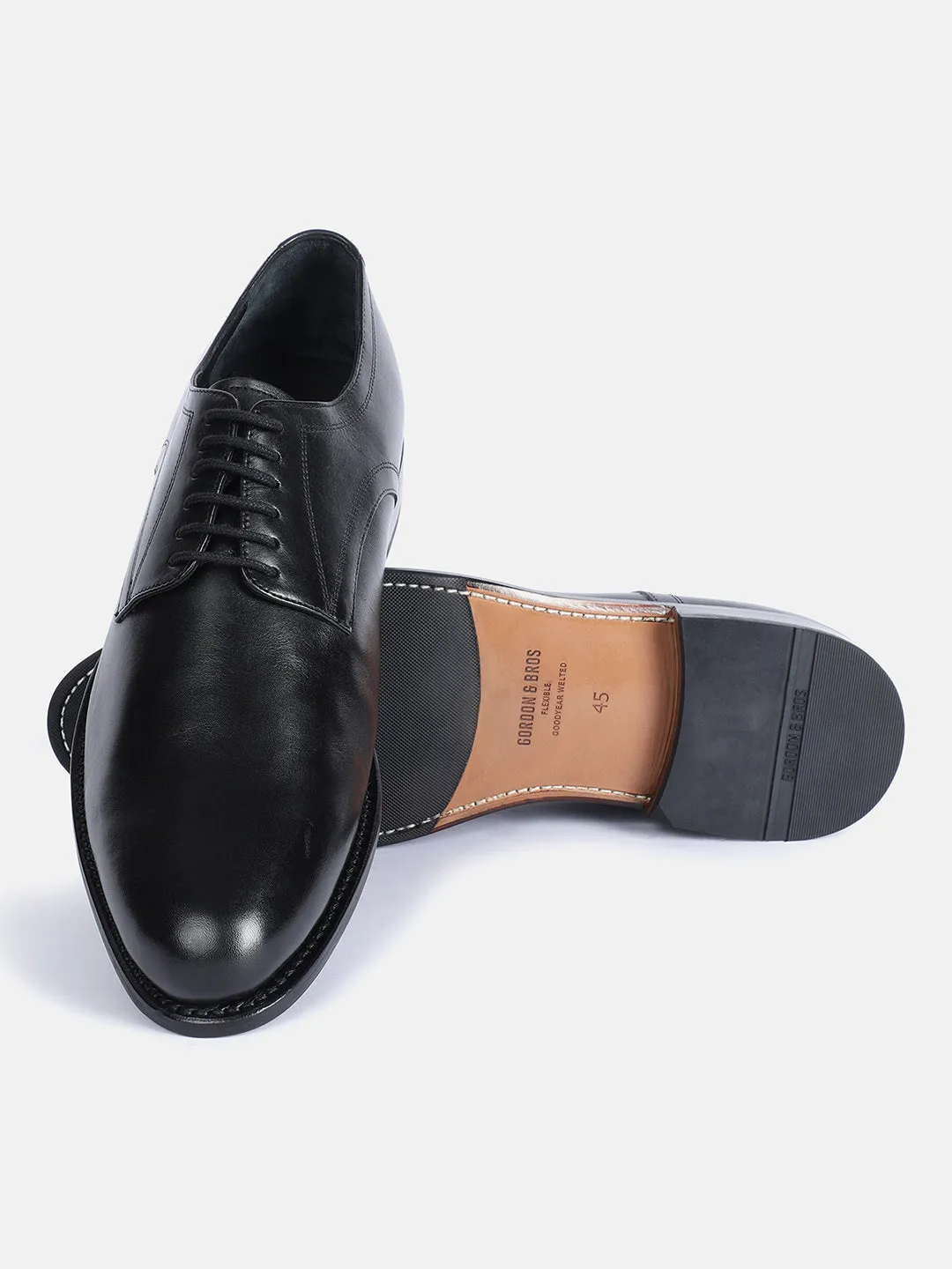 Gordon And Bros Adigo Black Men Plain Vamp Derby Lace Up Shoes